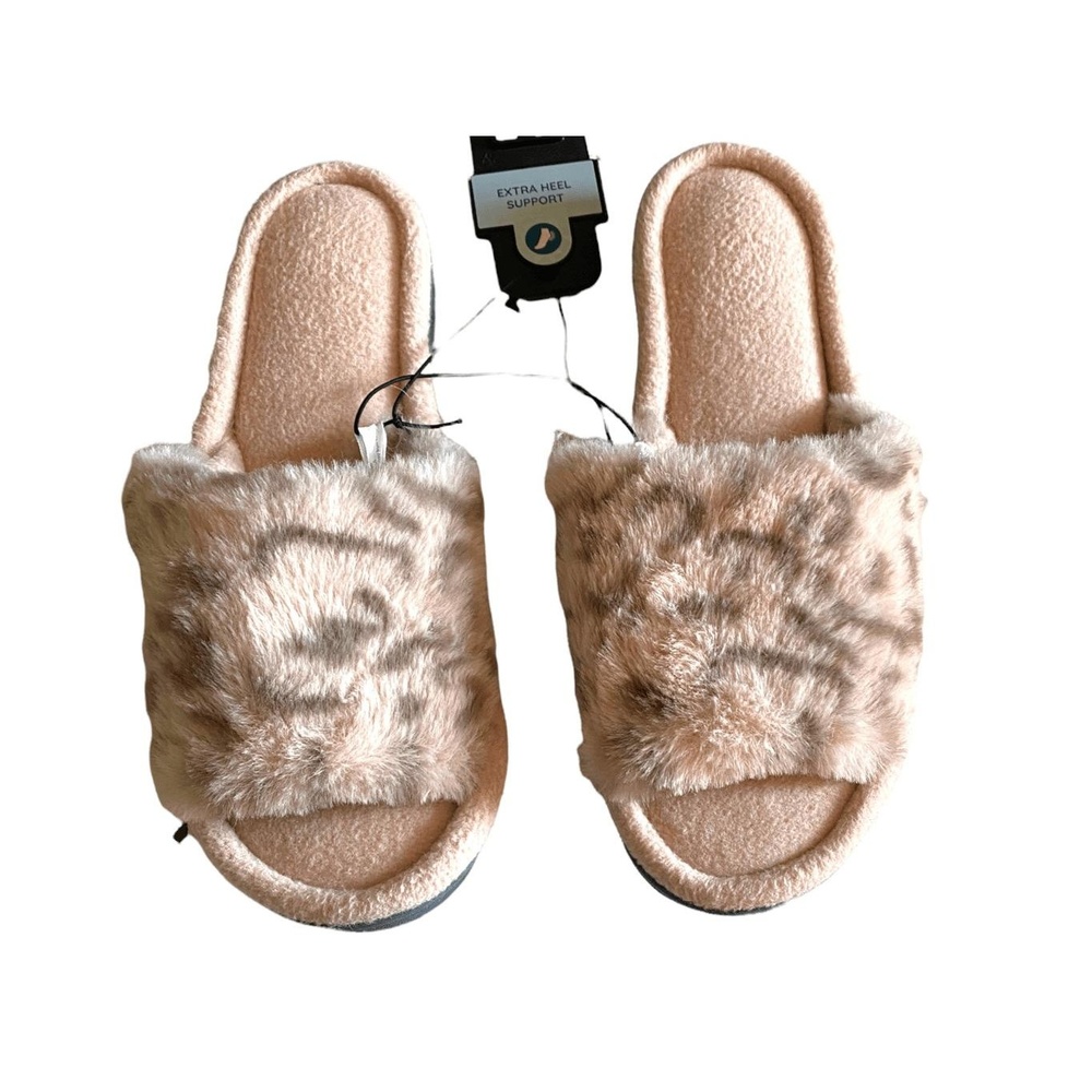 NWT ISOTONER Pink Cheetah Evening Sandals Size SM 6.5-7 Fuzzy Slip On - Picture 3 of 8